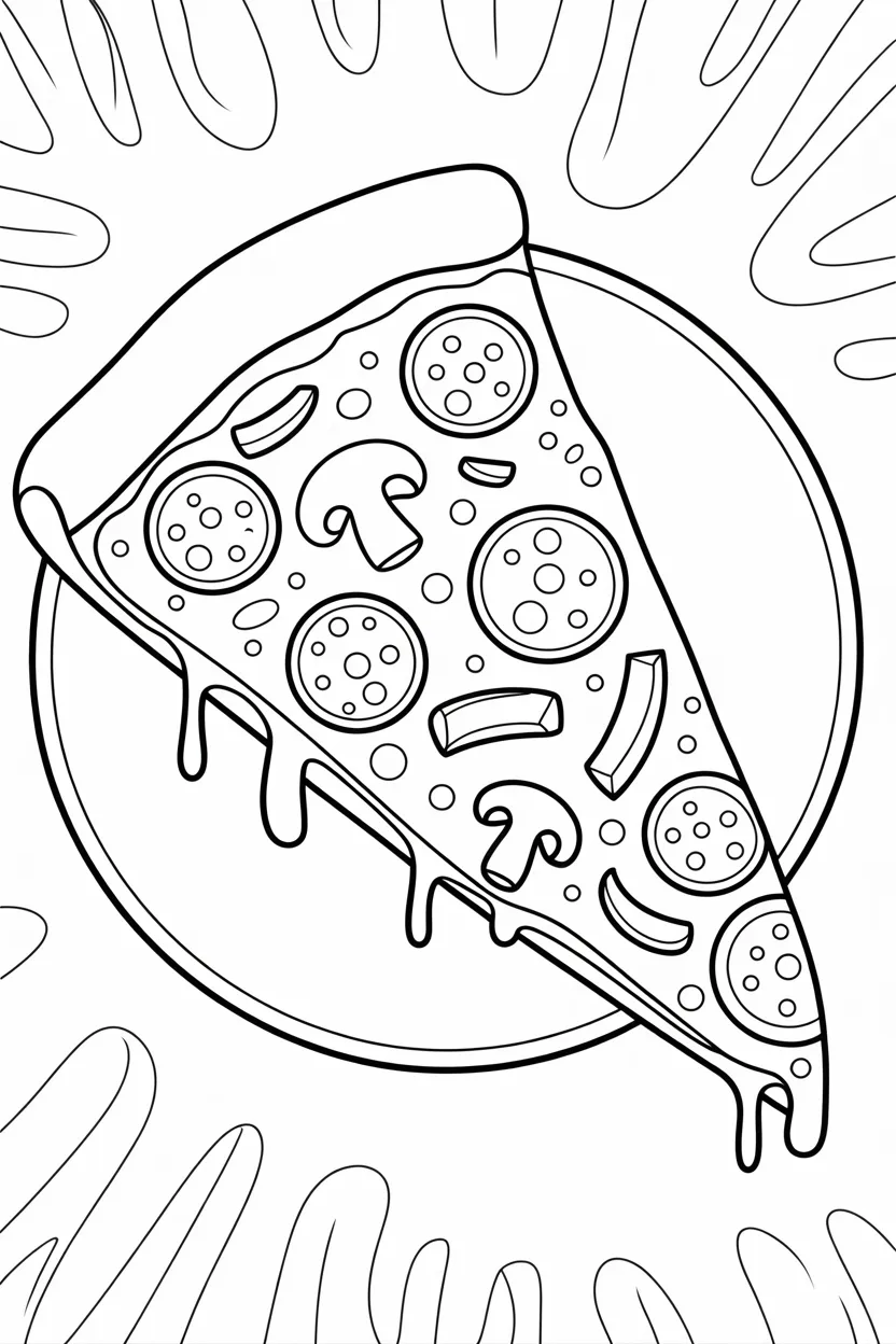 5 Pizza coloring pages free printable
