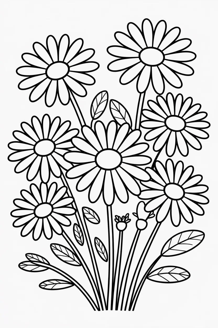 Daisy flowers coloring pages free printable