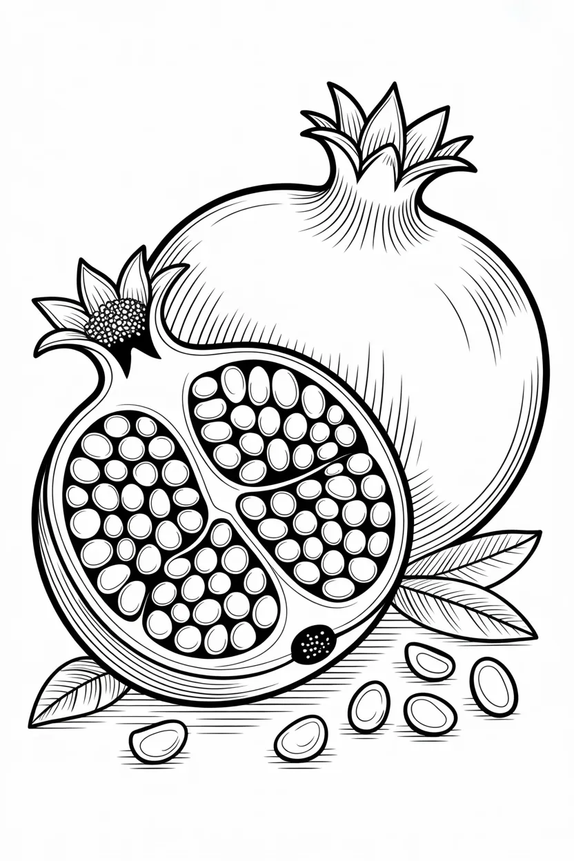 5 Pomegranate coloring pages free printable