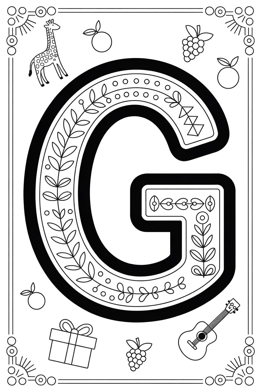 Alphabet letter G coloring pages free printable