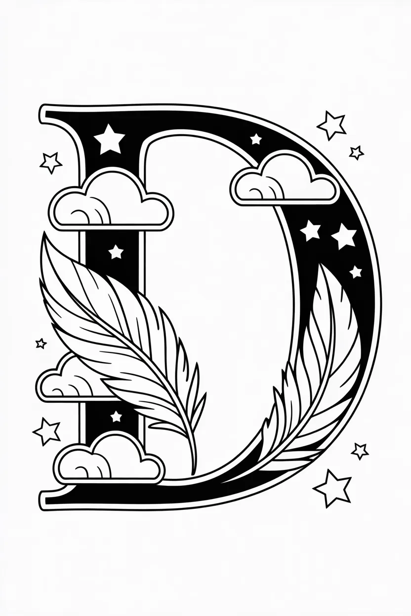 Alphabet letter D coloring pages