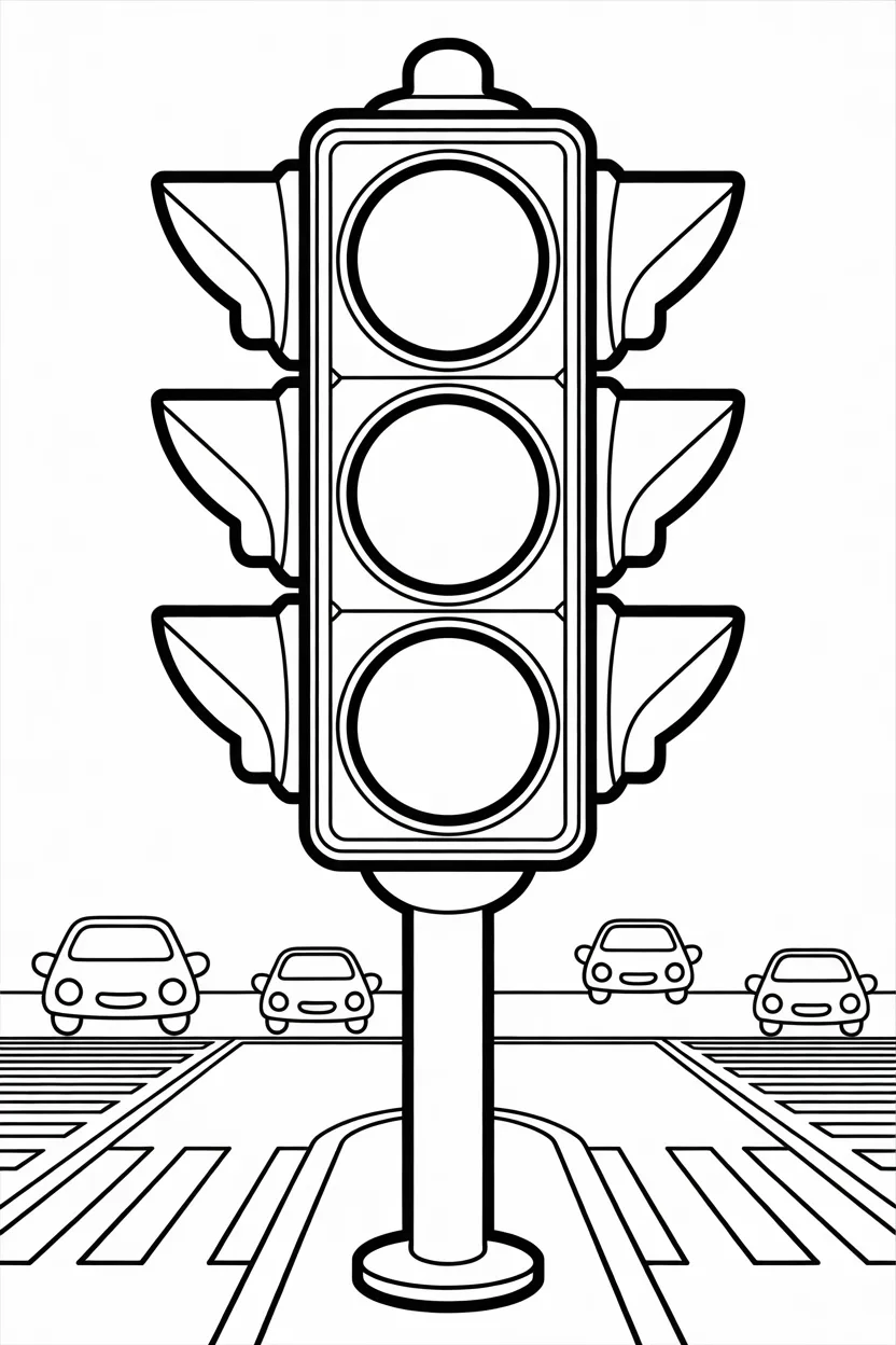 5 Traffic Signals coloring pages free printable