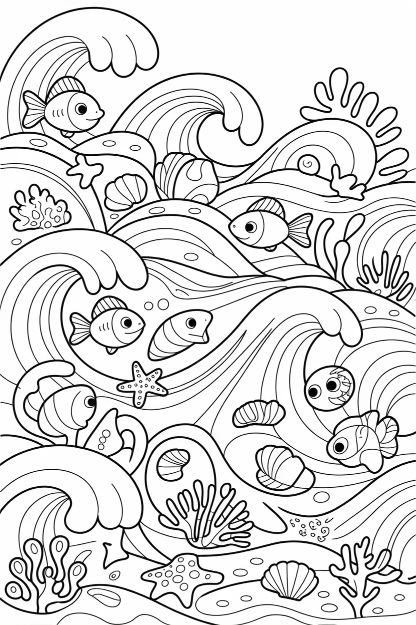 Ocean waves coloring pages