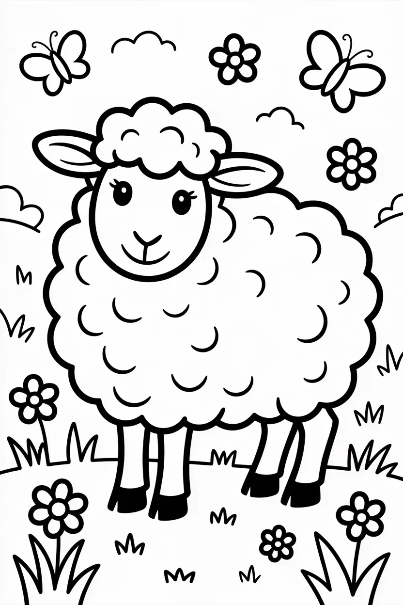 5 Adorable sheep coloring pages free printable