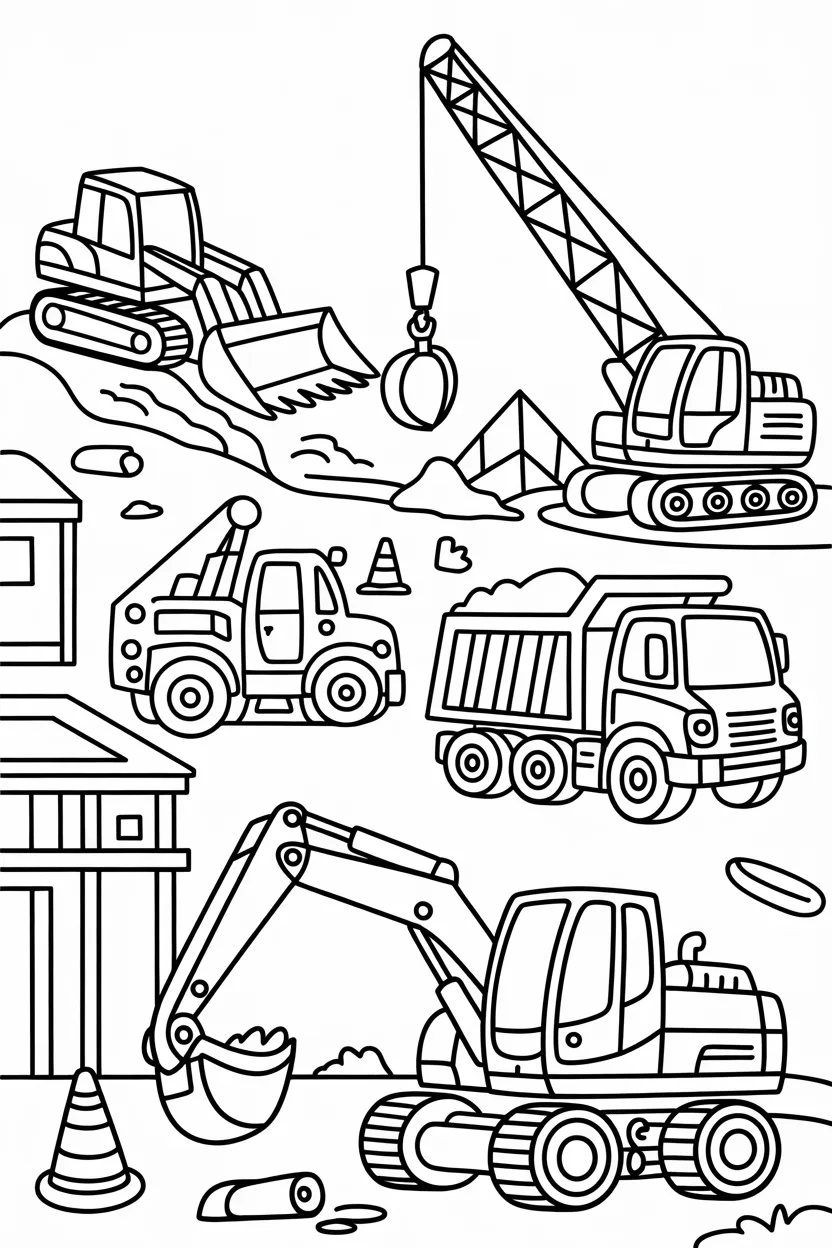 construction vehicles coloring pages free printable