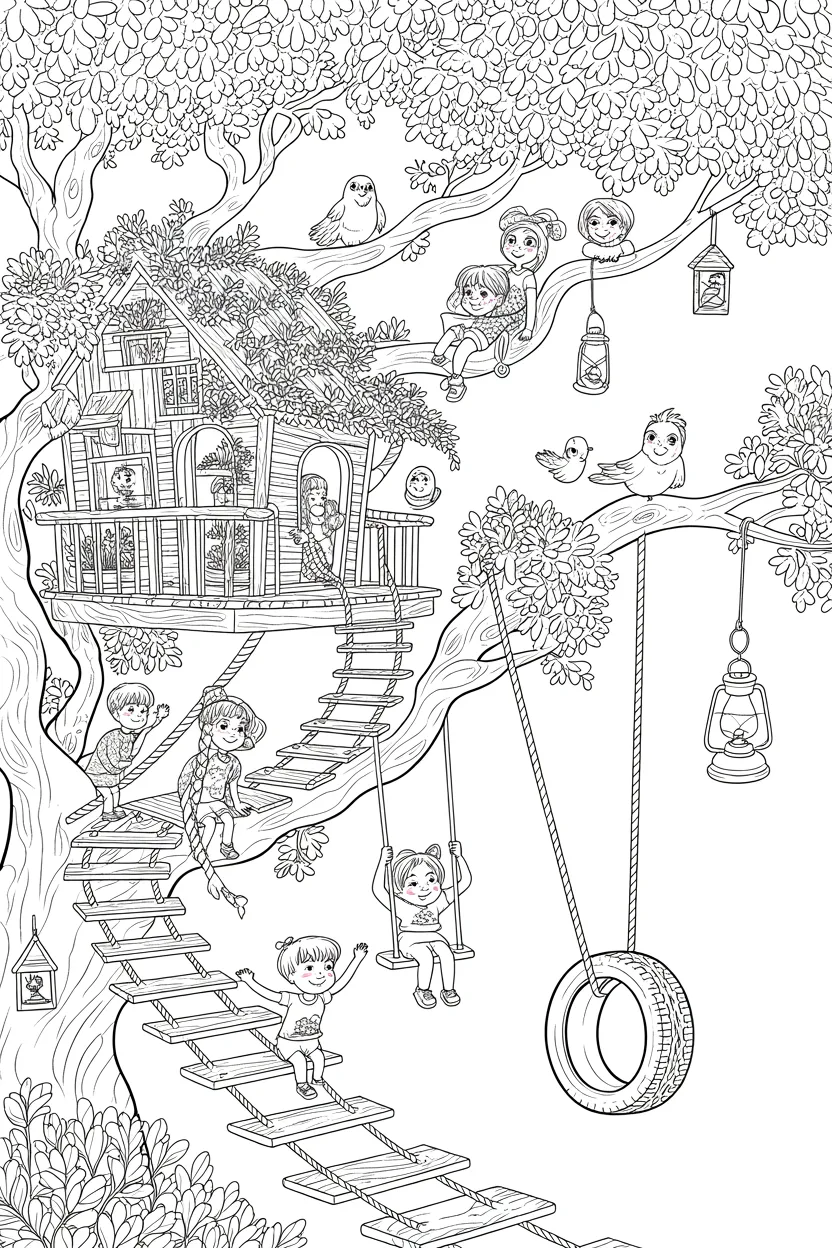 treehouse adventure coloring pages free printable