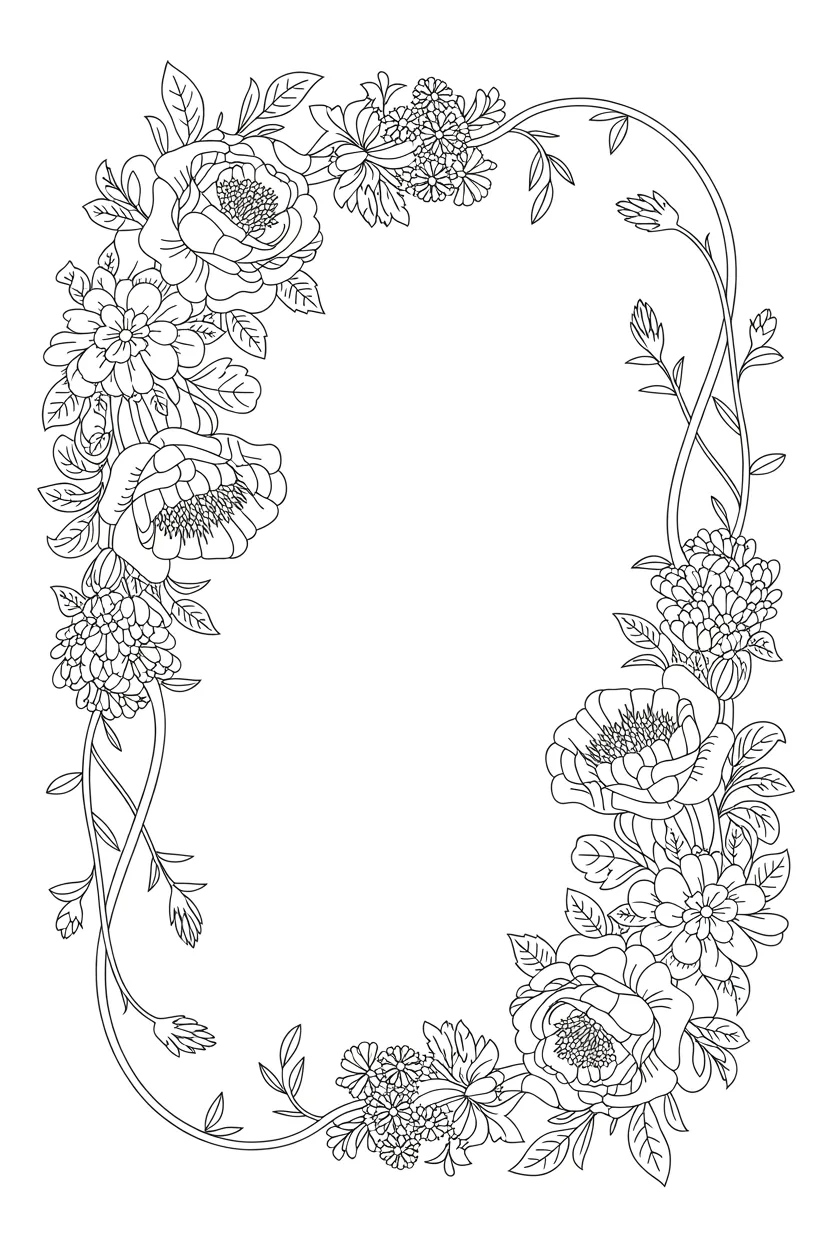 Floral frames coloring pages free printable