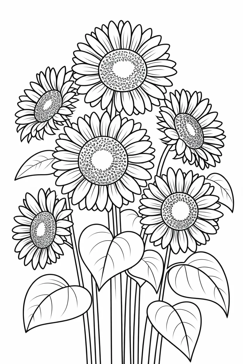 Sunflowers coloring pages free printable