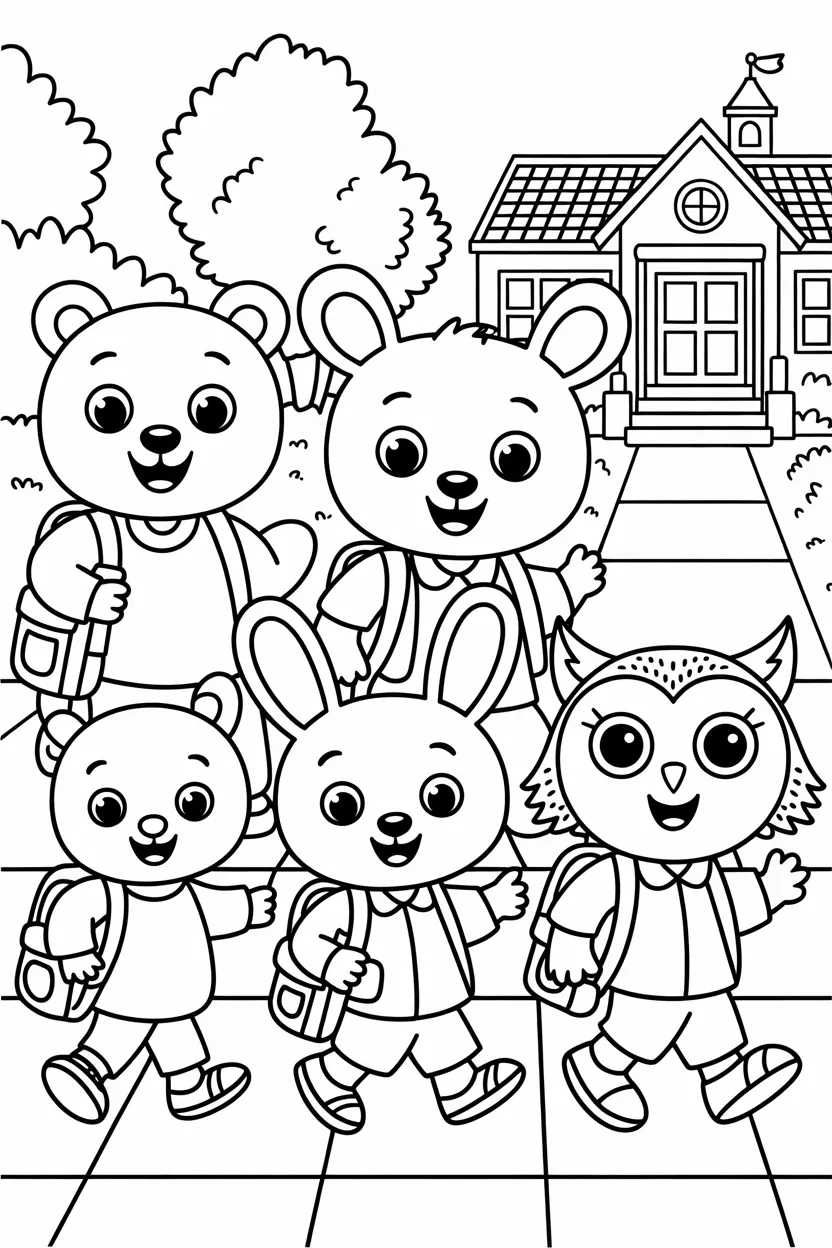 Cute Cartoon Animals Coloring Pages Free Printable