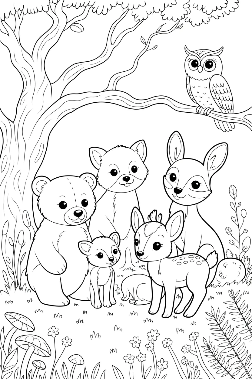 5 forest animals coloring pages free printable