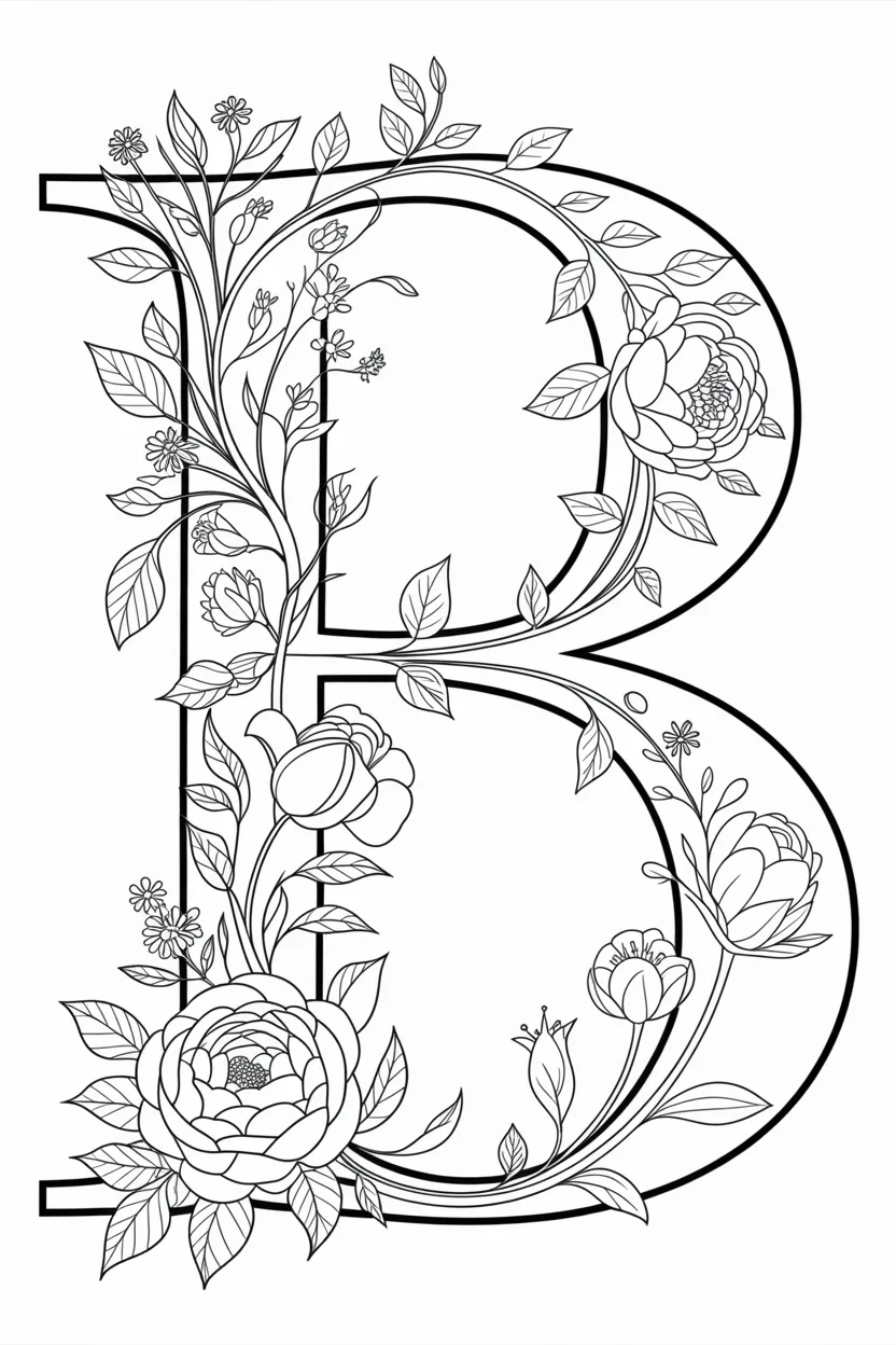 Alphabet letter B coloring pages