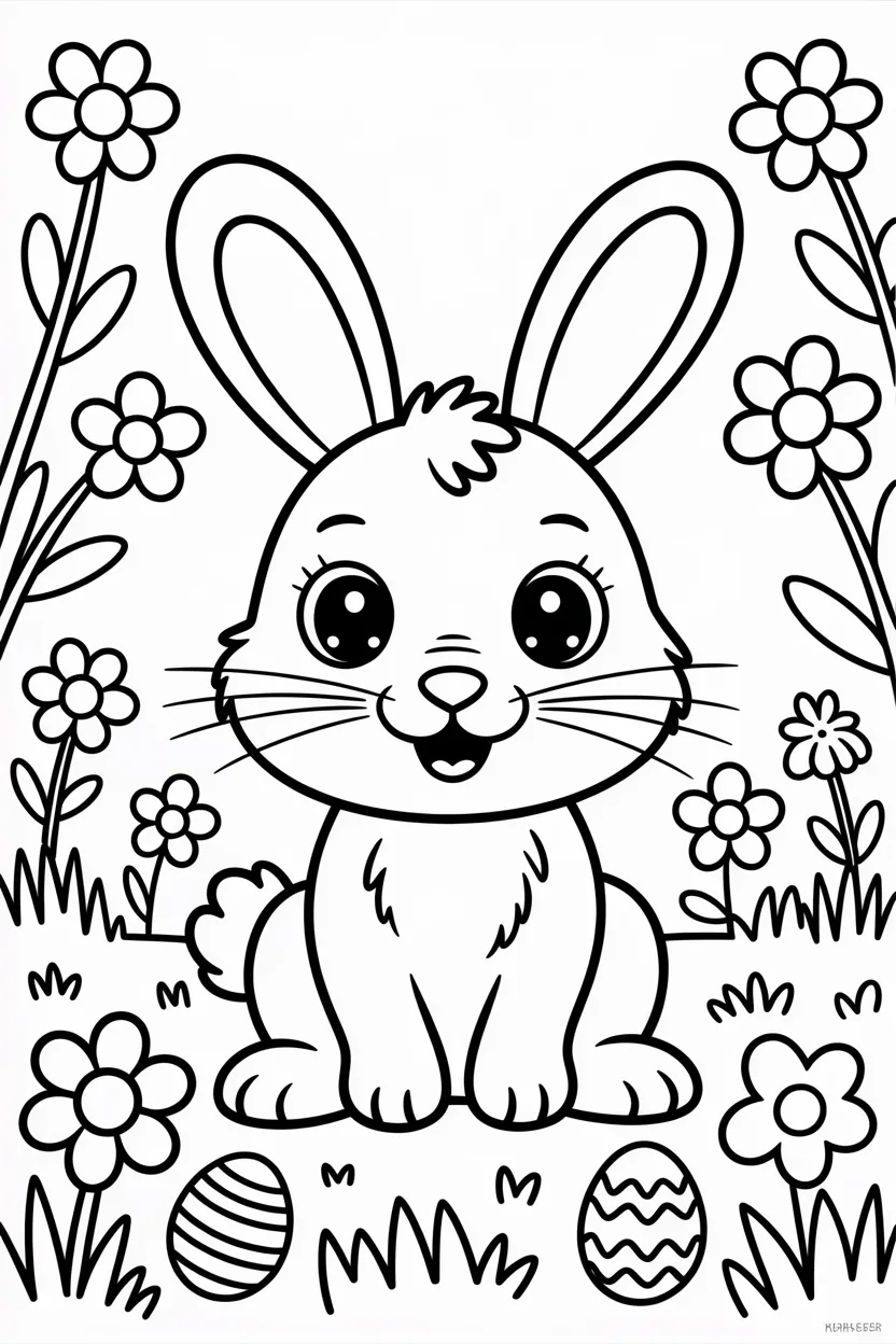 5 Bunny coloring pages free printable