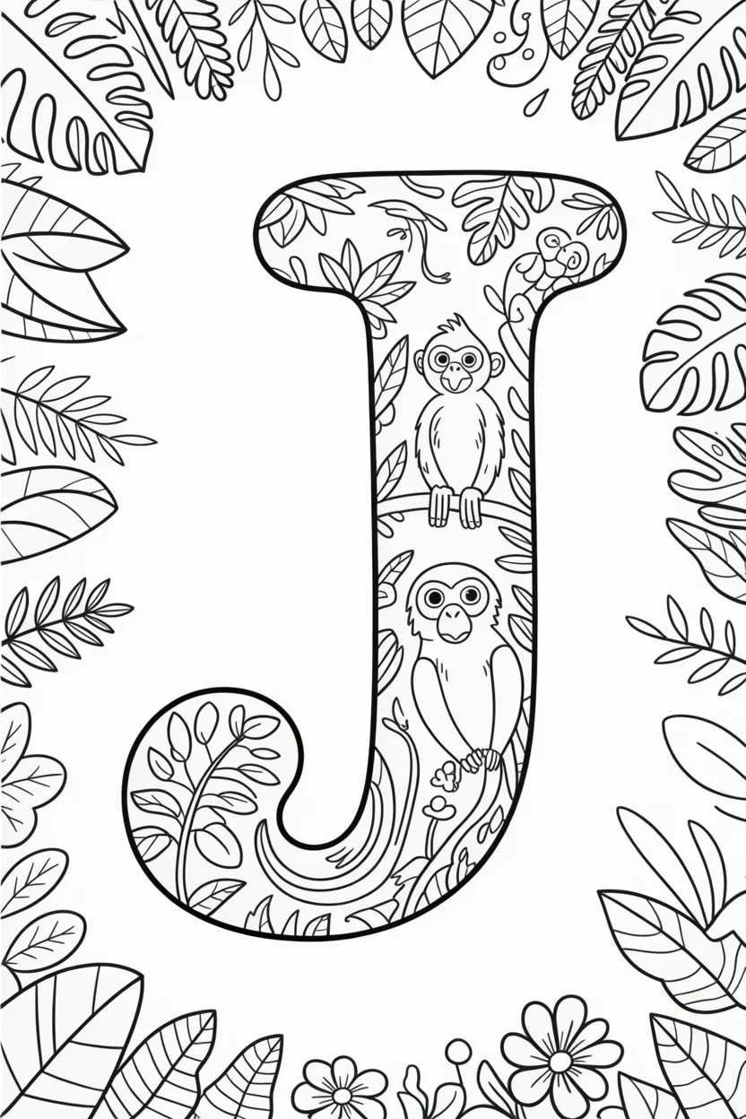 Alphabet letter J coloring pages free printable