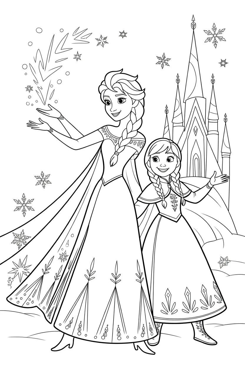 Frozen and Elsa Coloring Page