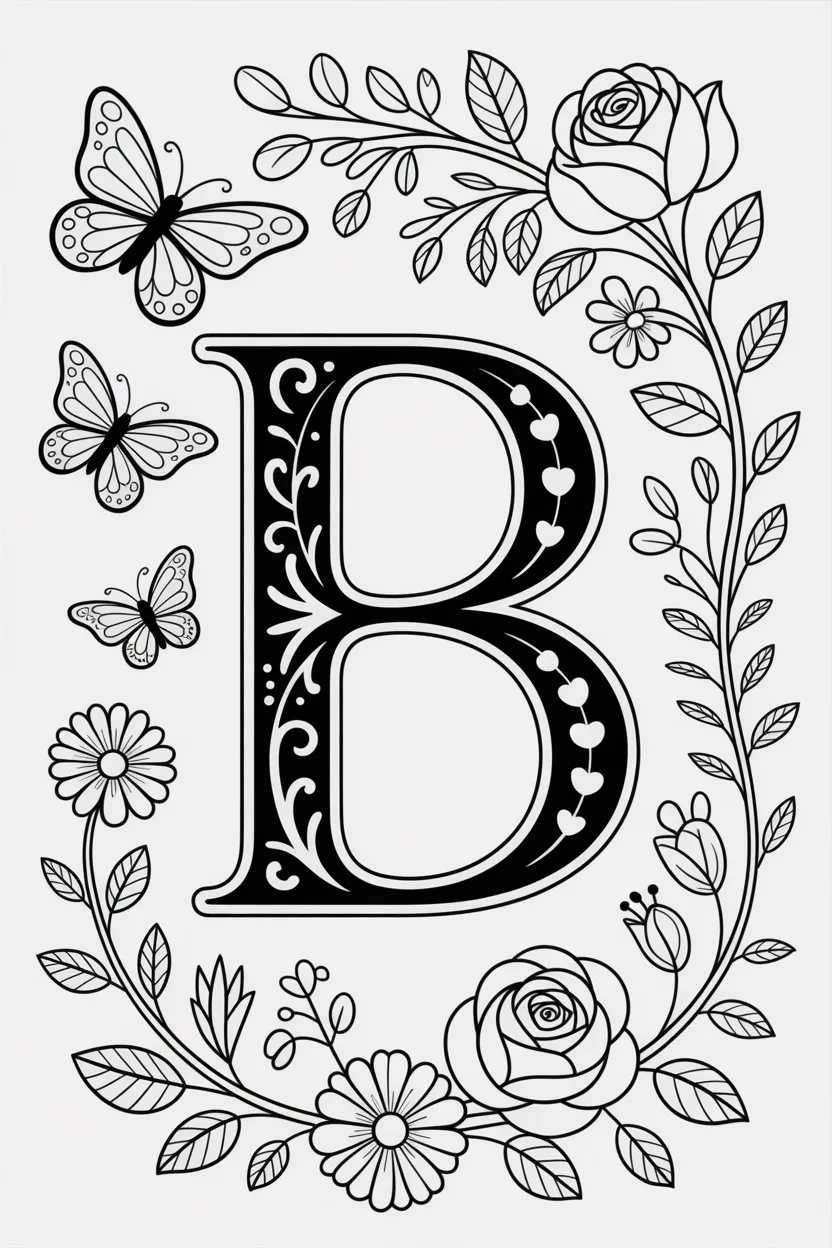 Alphabet letter B coloring pages