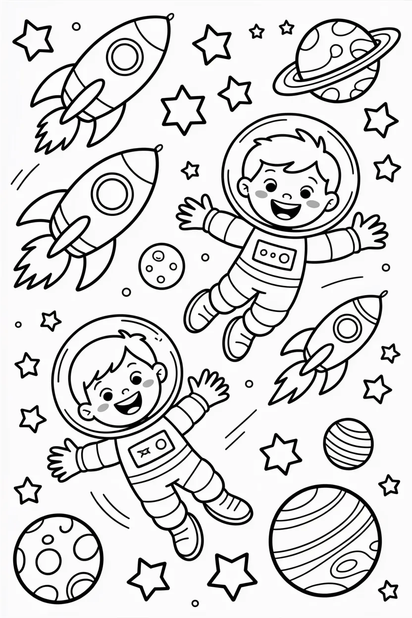 5 astronaut in space coloring pages free printable