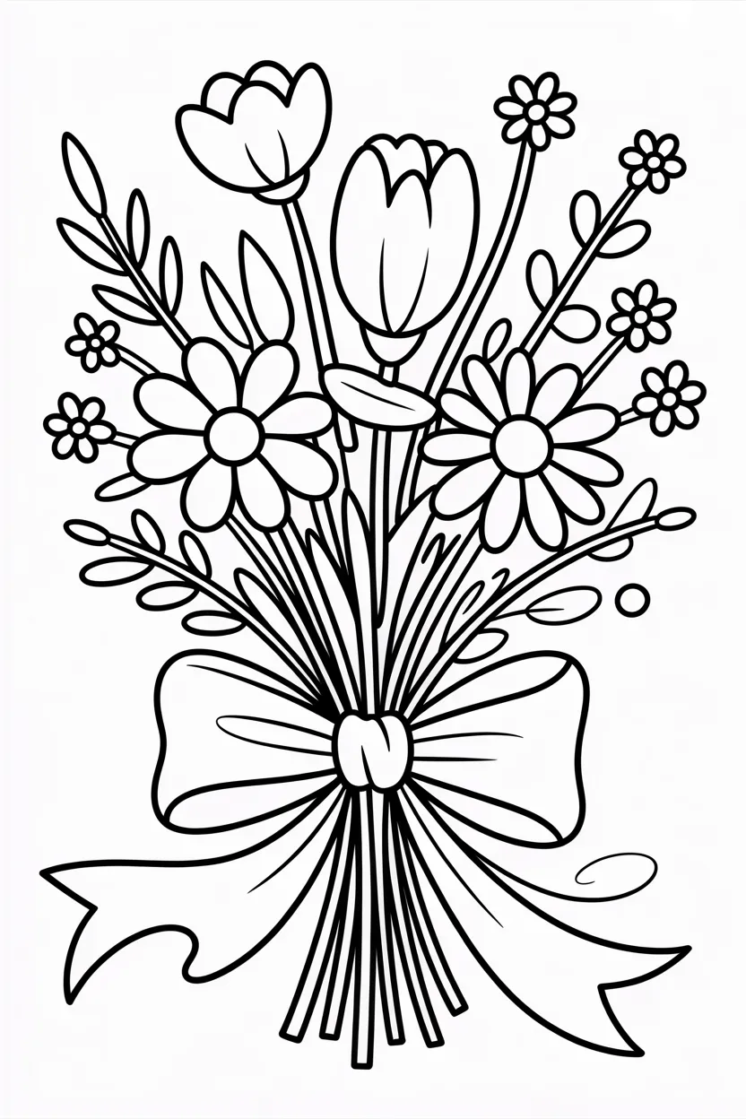 cute flower bouquet coloring pages free printable