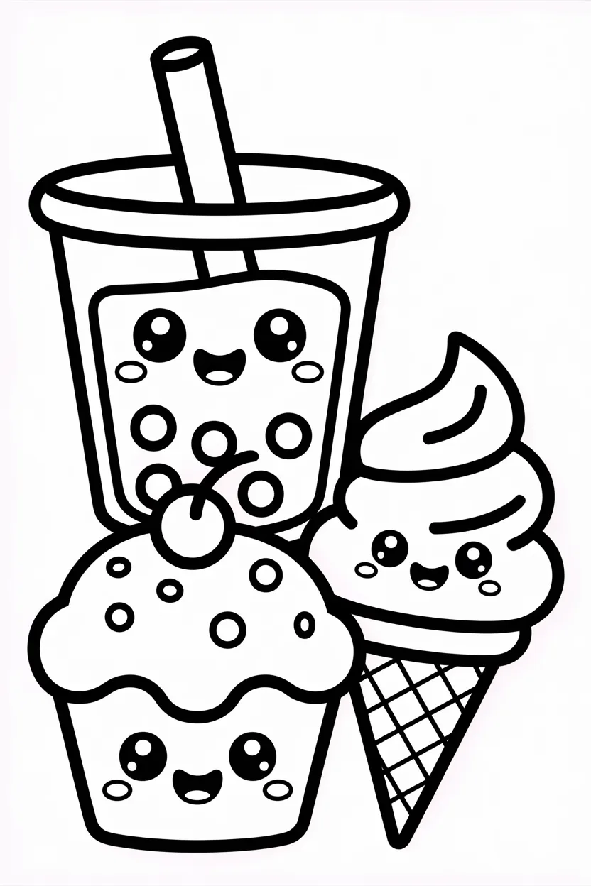 5 Cute food coloring pages free printable