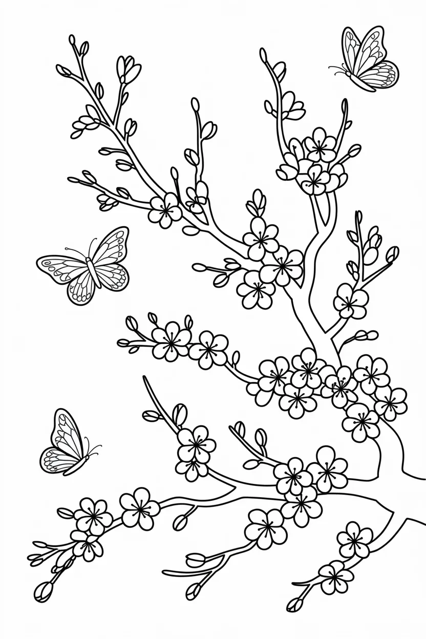 Cherry blossom tree coloring pages