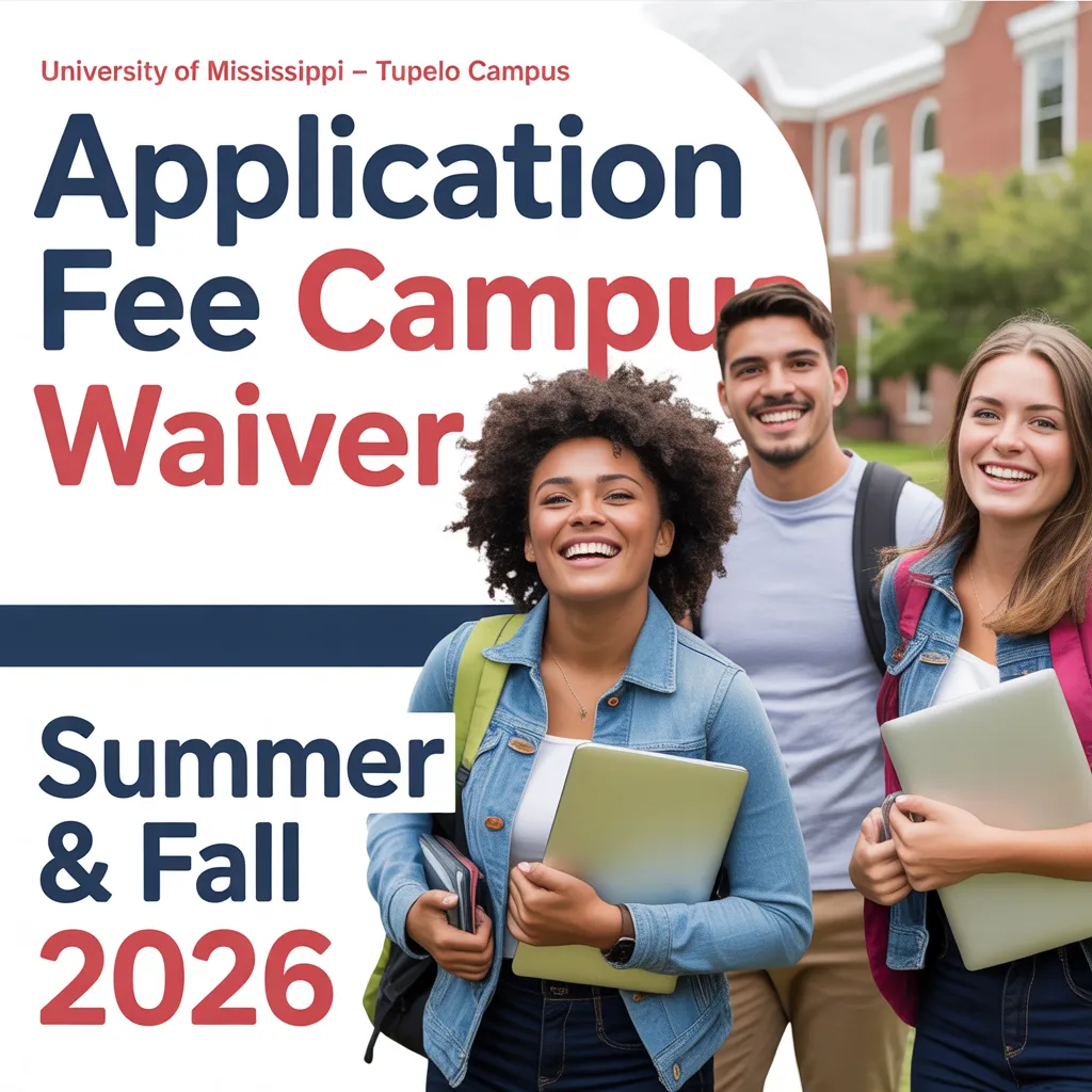 University of Mississippi – Tupelo Campus Application Fee Waiver (Summer & Fall 2026)