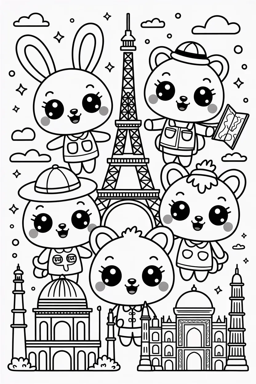 Kawaii animals coloring pages free printable