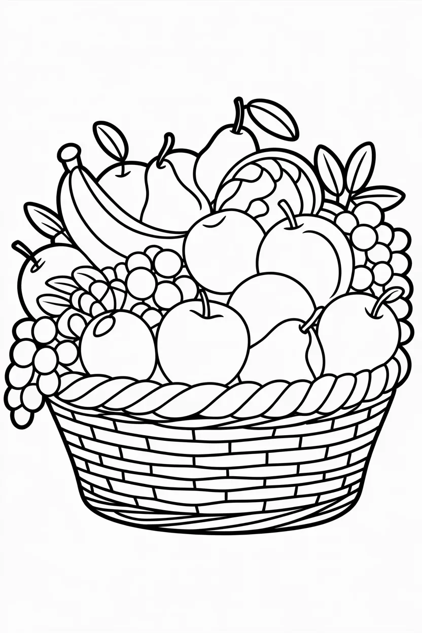 5 Fruits Basket Coloring Pages Free