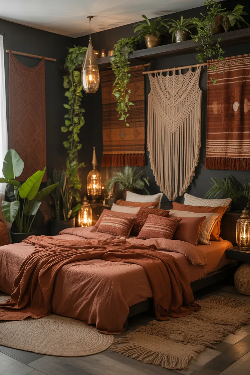 Cozy Dark Boho Bedroom Ideas