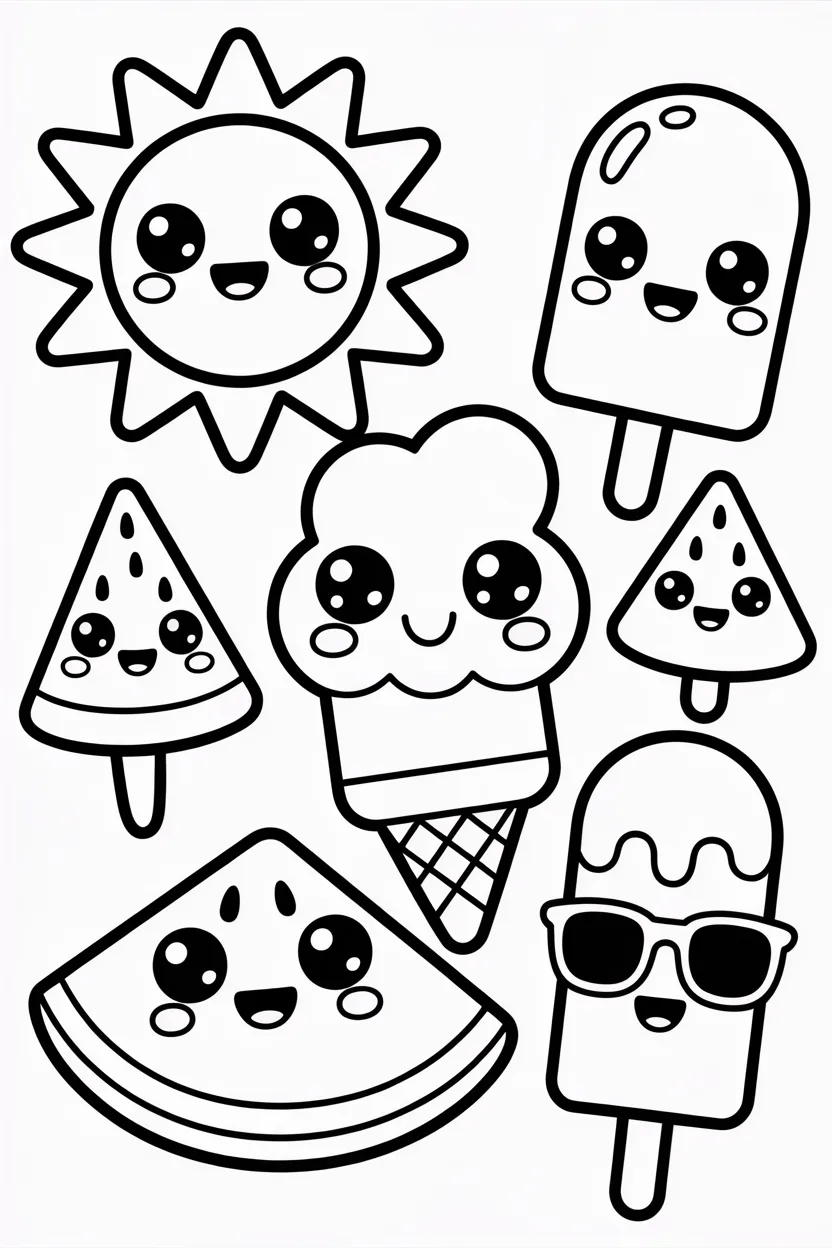 5 Summer coloring pages free printable