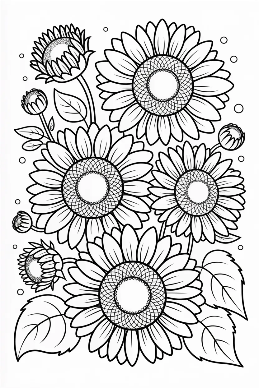 Sunflowers coloring pages free printable
