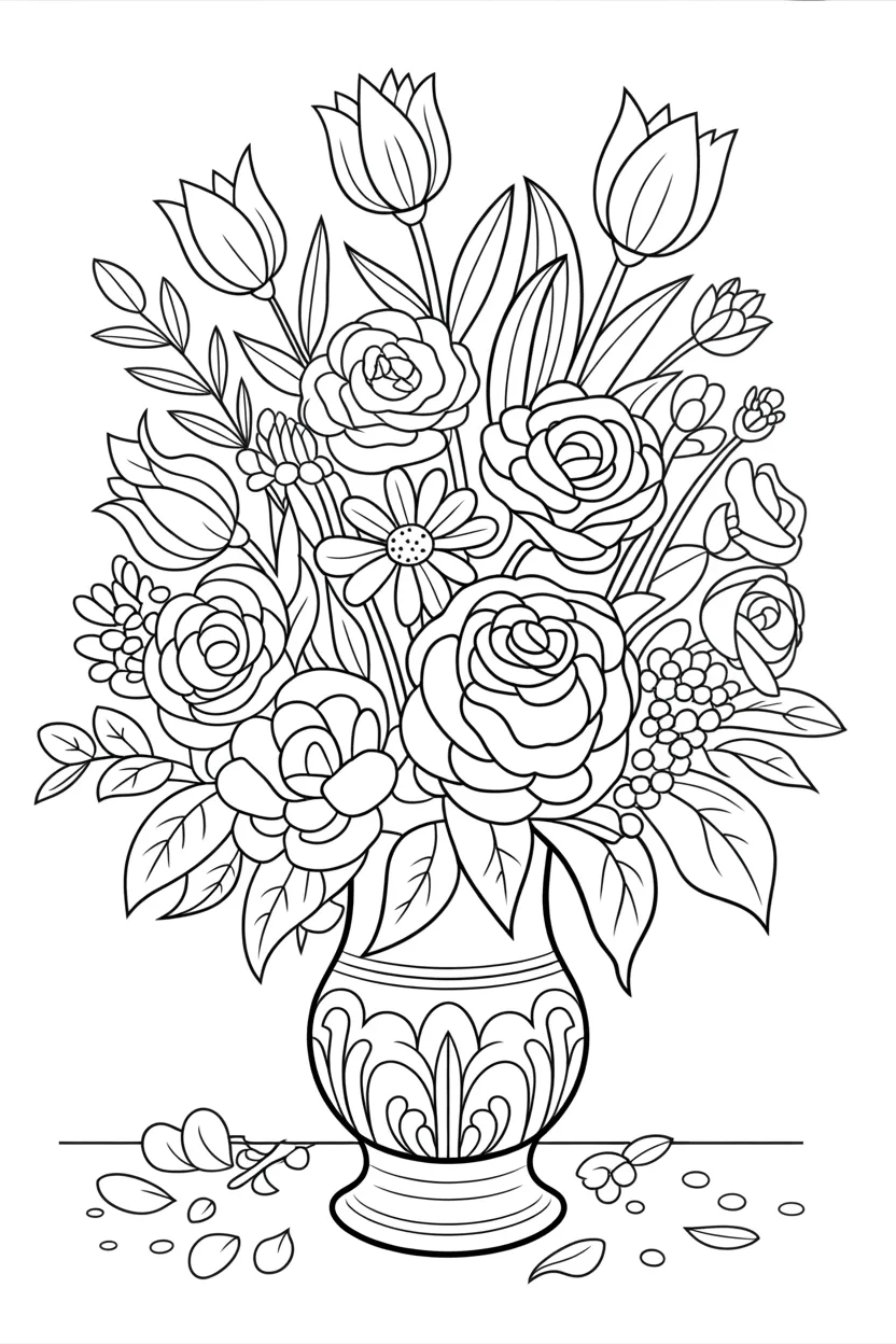 Flowers bouquet coloring pages