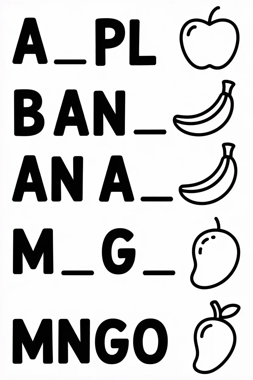 fill in the missing letters coloring worksheet