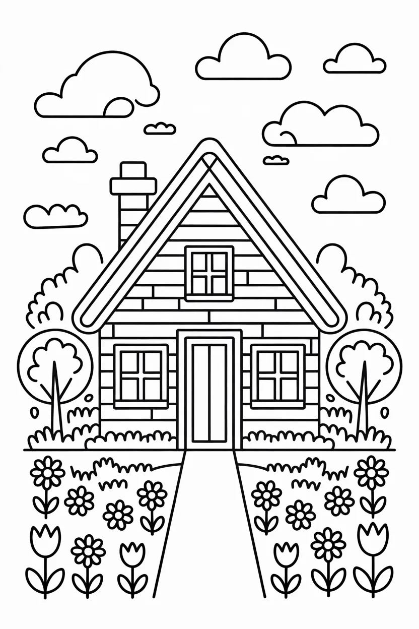 Cozy cottage house coloring pages