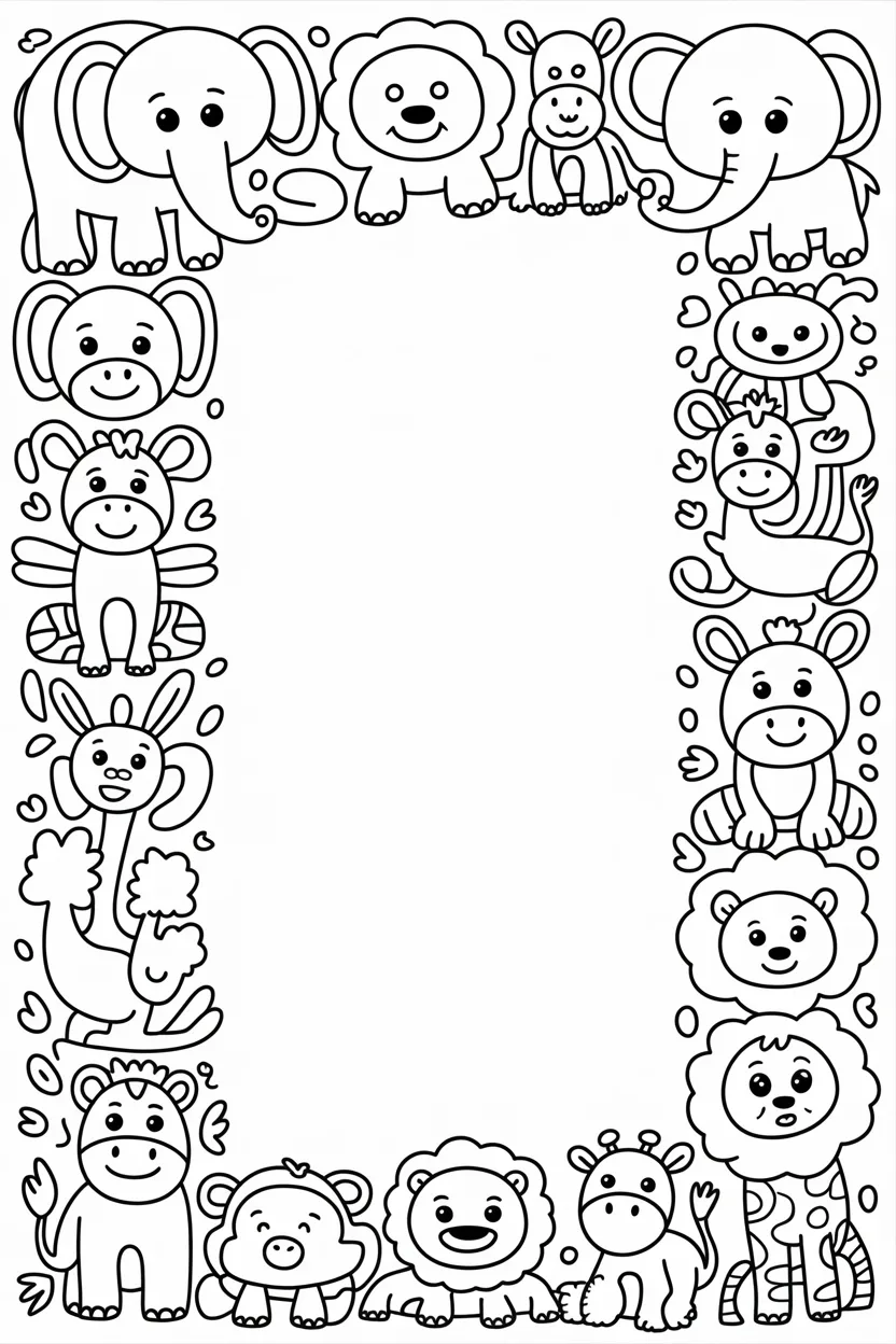 animals frame coloring pages free printable