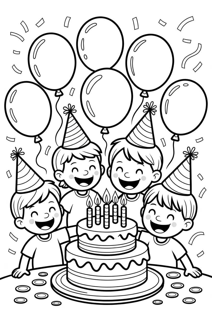 Birthday Party Coloring Pages Free Printable