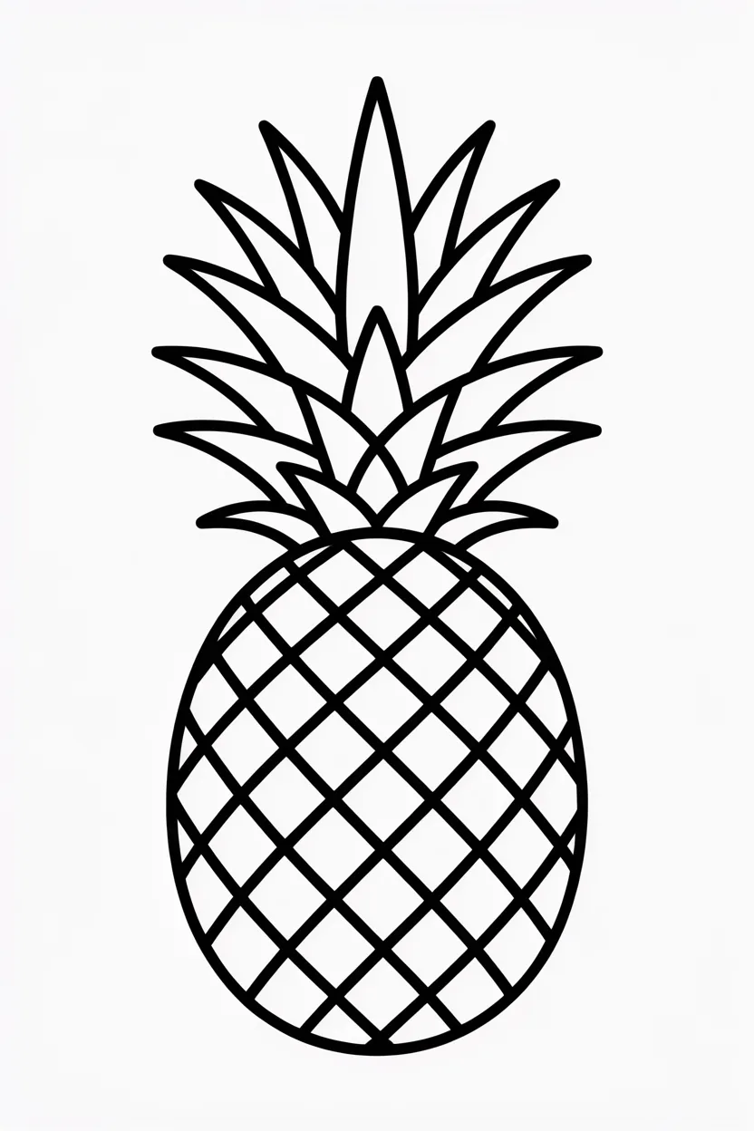 5 Pineapples coloring pages free printable
