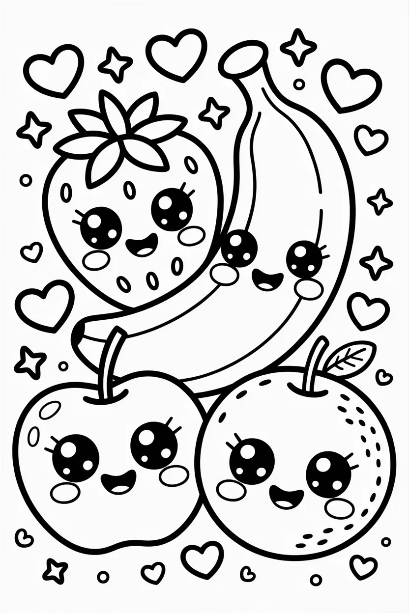 Cute Fruits Coloring Pages Free Printable