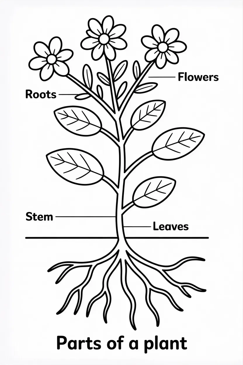 Parts of a plant coloring pagesfree printable
