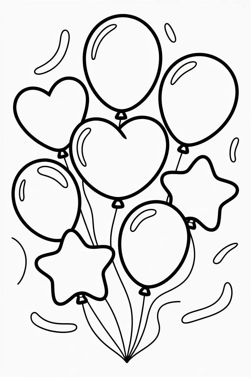 5 Balloons coloring pages free printable