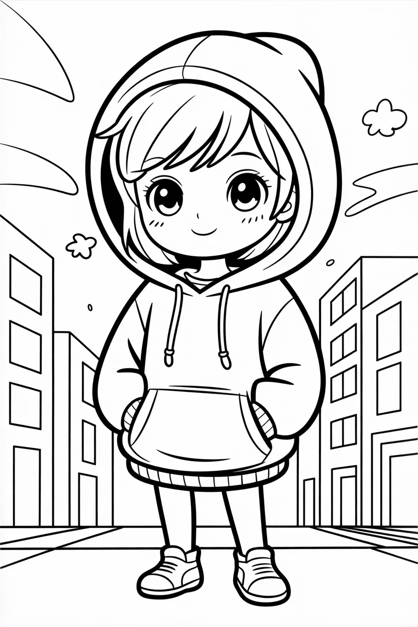 cute anime-style girl coloring pages free printable