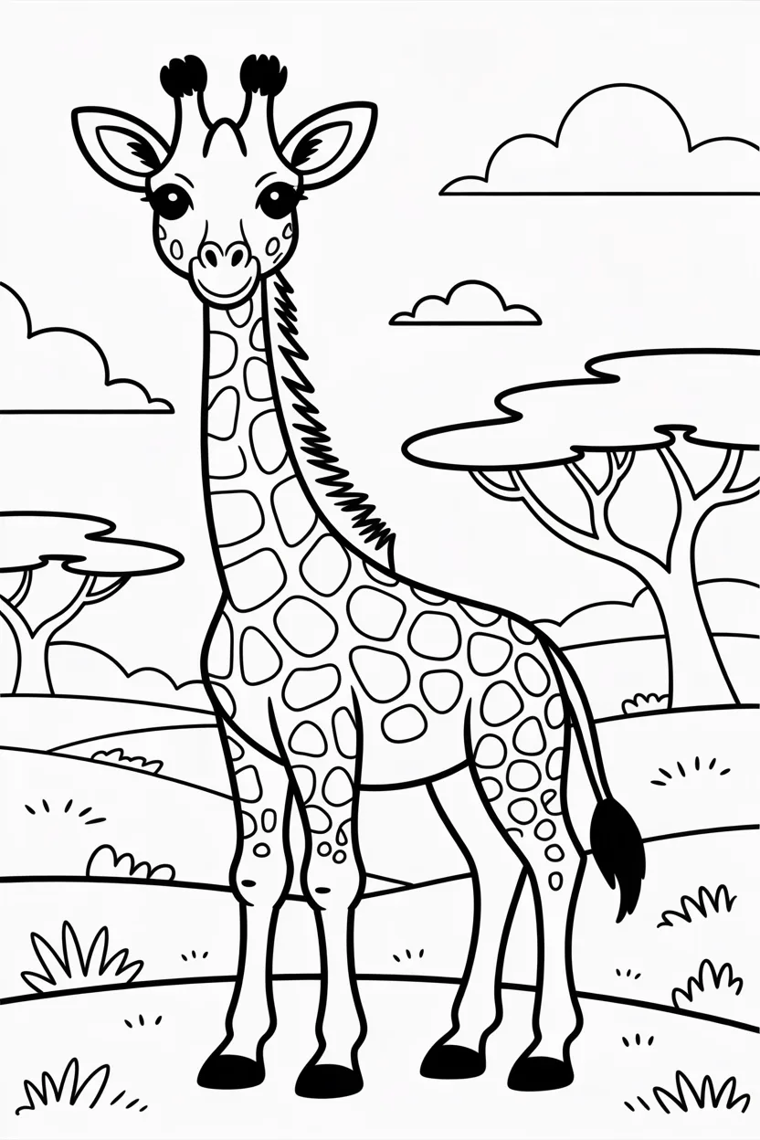 5 giraffe coloring pages free printable