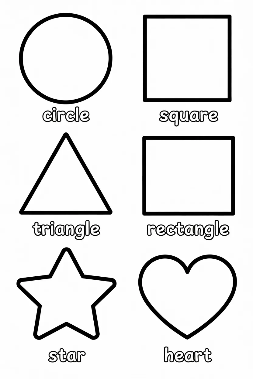 5 Shapes coloring pages free printable