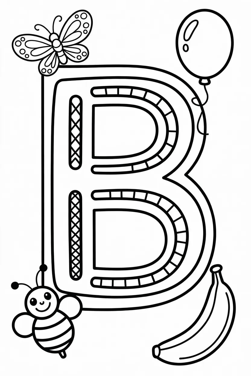 5 Alphabet Letter B coloring pages