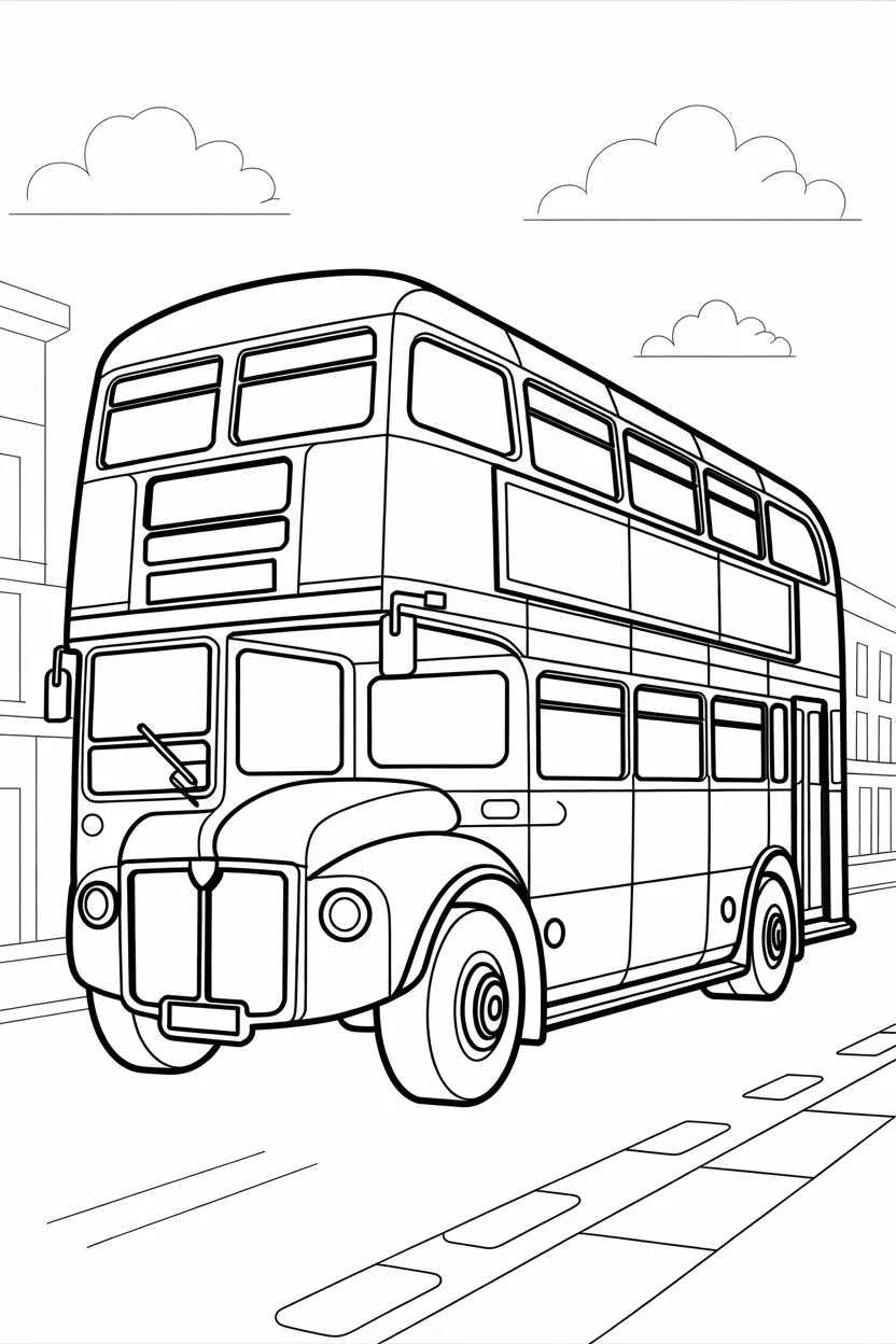 5 Double Decker bus coloring pages