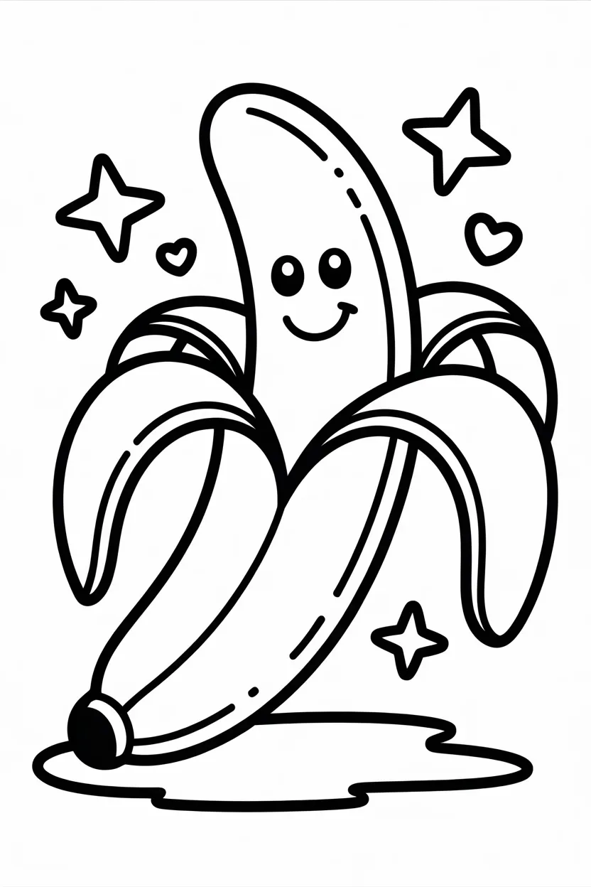 5 Banana coloring pages free printable for kids