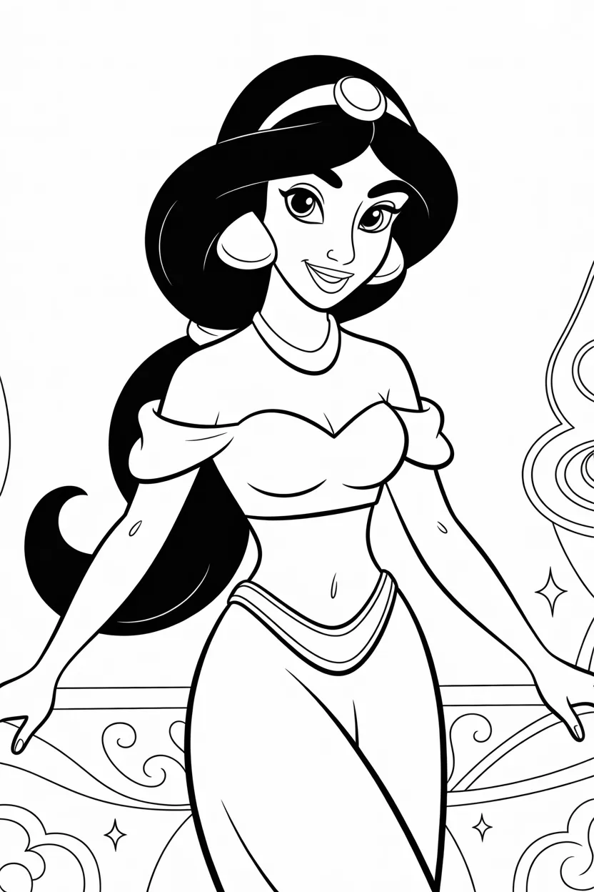 4 Jasmine coloring pages free printable