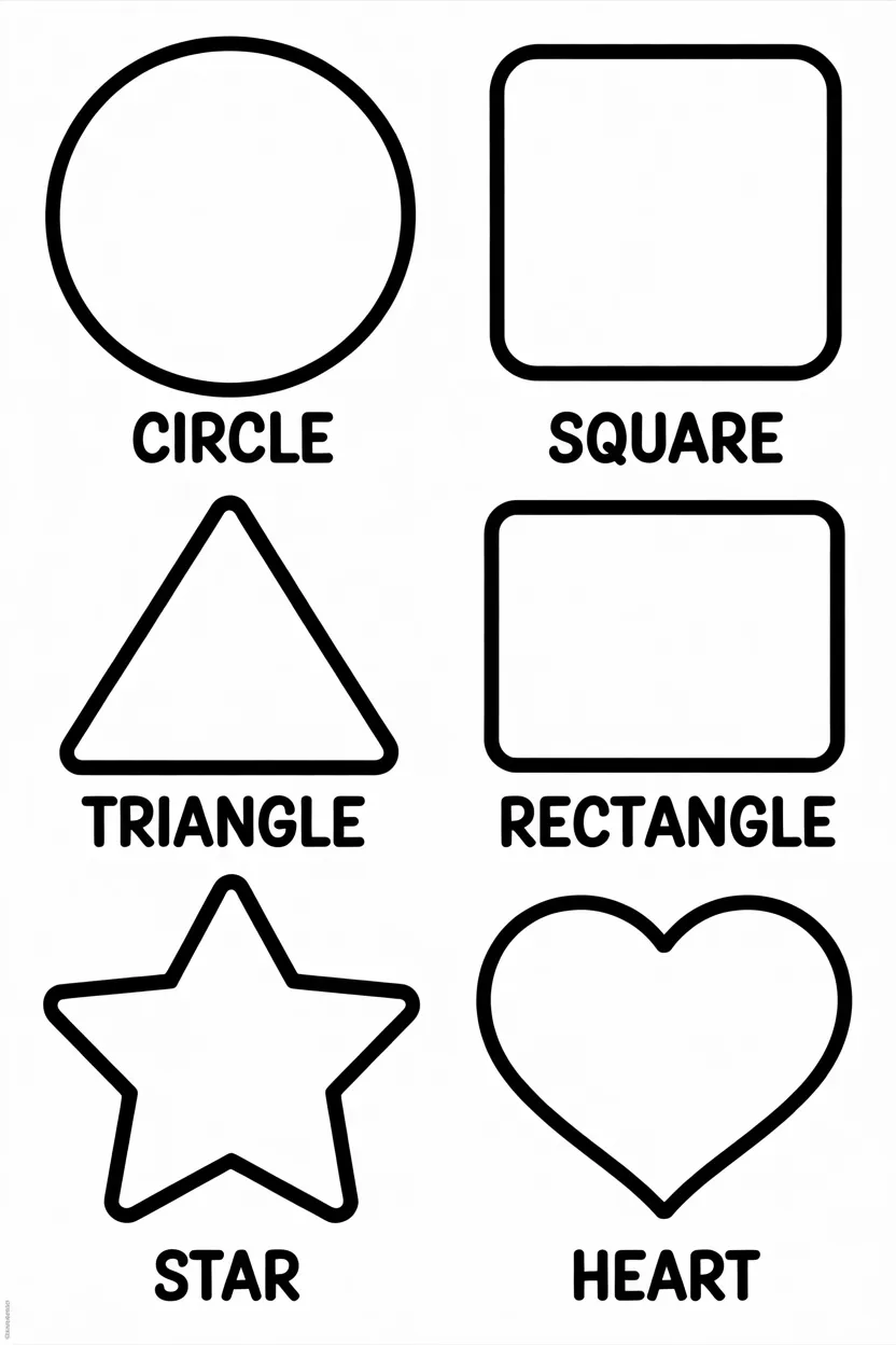 5 Shapes coloring pages free printable
