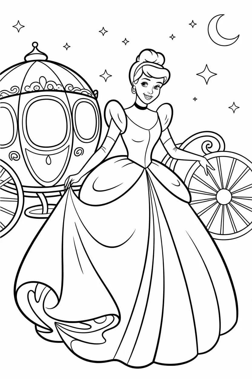 Cinderella picnic coloring pages