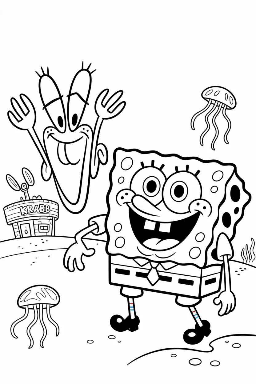 4 Spongebob coloring pages free printable