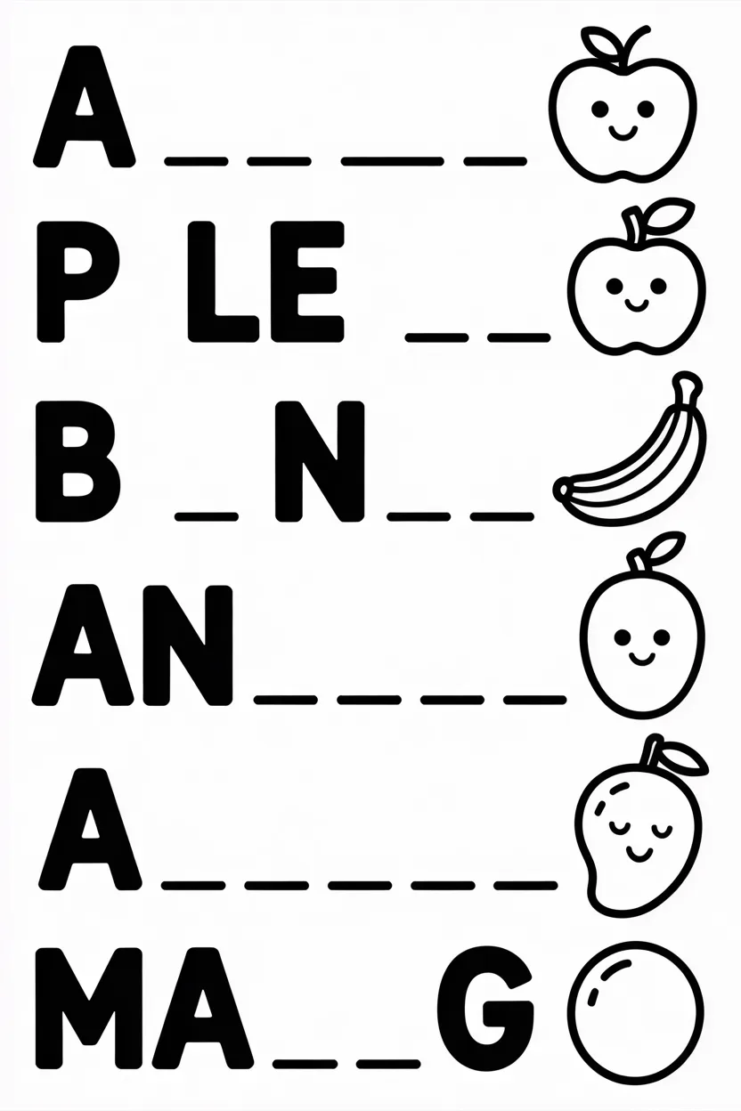 fill in the missing letters coloring worksheet