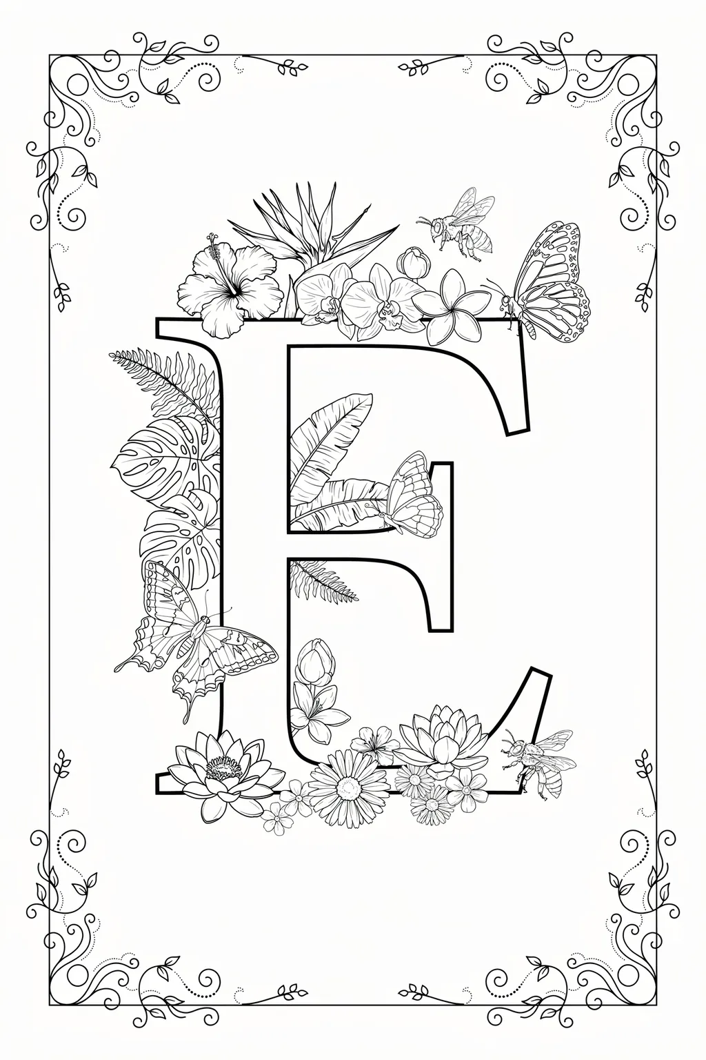 alphabet letter E coloring pages